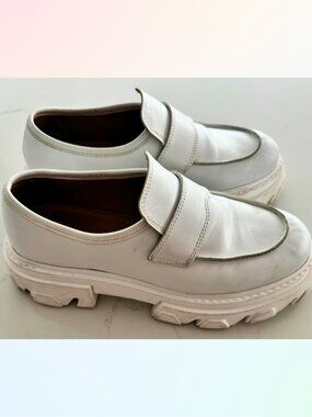 Sister x Soeur Poppy White Leather Chunky Platform Loafers Size 38